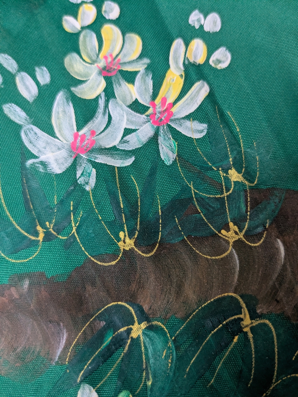 Vintage Decorative Peacock Wall Fan Handpainted Asian Floral Large 30" - Picture 5 of 16